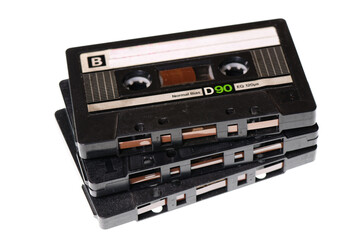 Retro audio cassette tape isolated on white background