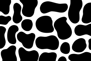 Black and white ink splash. Seamless Black and White Cow Print Pattern Vector. Cow texture repeated design background pattern backdrop wallpaper. Vector image illustration seamless