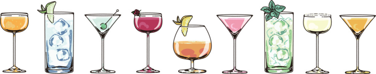 カクテルのイラストセット