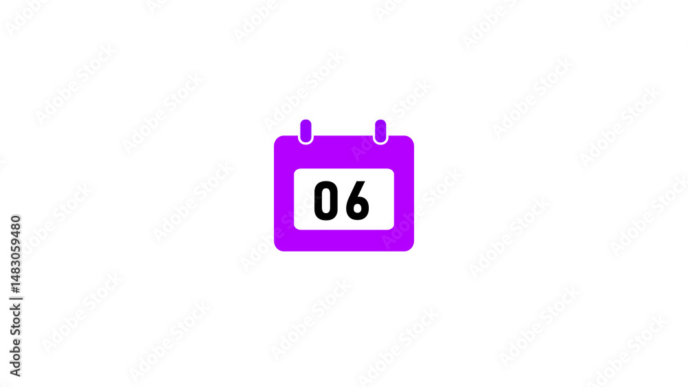 Poster a vivid purple calendar icon displays the number six on a white background suitable for showcasing d
