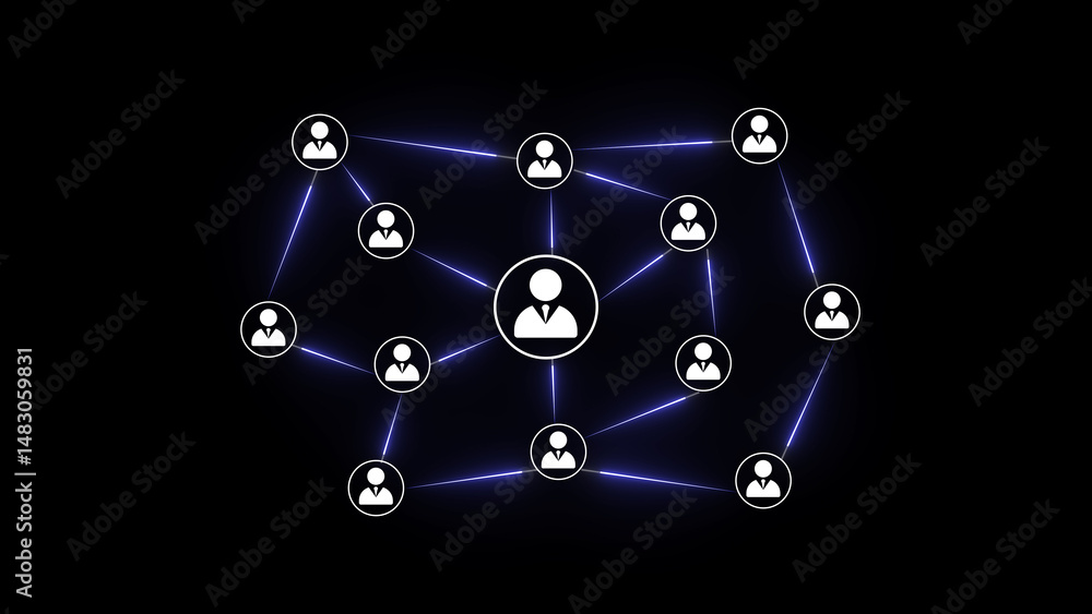 Poster an illustration of a network of connections representing social networking digital technology concep