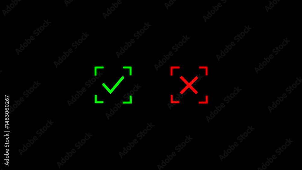 Poster vector illustration featuring green checkmark and red cross symbols within rectangular frames, conve