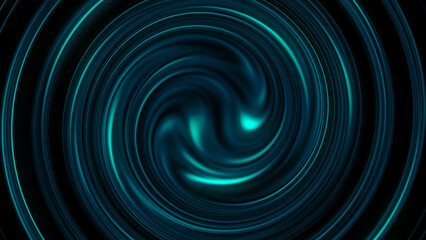 Dynamic swirling teal and black abstract background with circular flowing motion creates a sense of energy and modern visual appeal