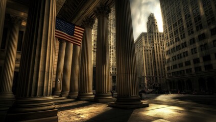 Urban grandeur under a sky of shadows