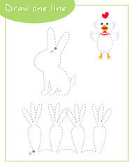 Draw one line rabbit. Graphomotor game