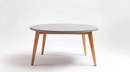 Scandinavian Round Grey Coffee Table with Light Wood Legs