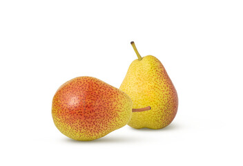 Red and yellow pears isolated on white background. 