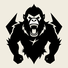 Vector art illustration of a wild gorilla