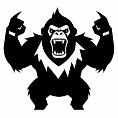 Vector art illustration of a wild gorilla