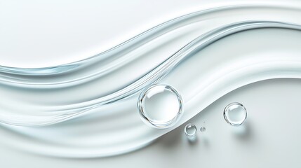 A high-resolution top-down view of a liquid hyaluronic acid serum, ultra-light and fresh. 