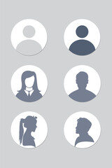 Avatar default user icon set. Social media user profile icon. Gray placeholder