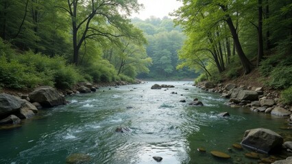 The scene of streams in the forest