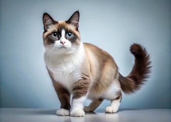 Obraz premium Adorable Snowshoe Cat Studio Portrait, Right Side Pose, Copy Space