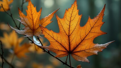 Maple leaves on tree branches