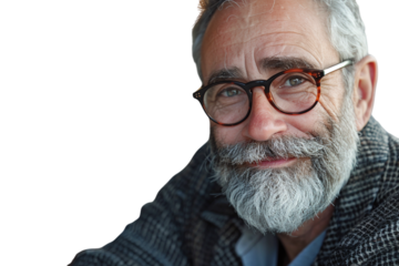 Portrait of a Mature Man with Gray Beard and Glasses Varient 3