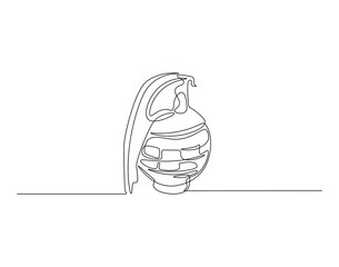 Hand grenade outline drawing illustration. Continuous line draw of international anti terrorism day vector