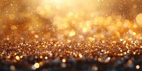 Sparkling golden bokeh effect lights up a festive atmosphere during a celebration event at night