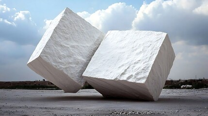 Two large white cubes