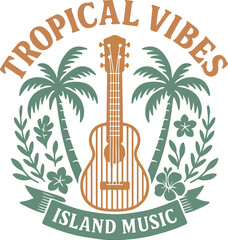 guitar and palm tree