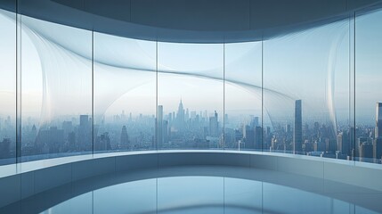 Fototapeta premium Empty modern office with panoramic city view
