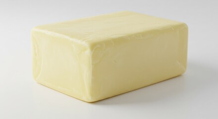 輝く淡黄色バター 滑らか質感 クリーンな背景. AI Generated