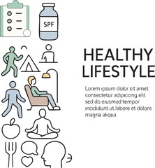 HEALTHY LIFESTYLE Related Line Style Banner Design for Web Page, Headline, Brochure, Annual Report and Book Cover - stock illustration
HEALTHY LIFESTYLE Related Line Style Banner Design for Web Page, 