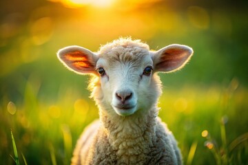 Obraz premium Adorable Fluffy Lamb Close-Up High Depth of Field Stock Photo