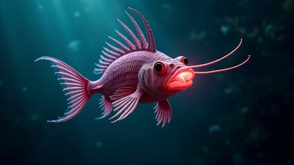 Luminous fish in water
