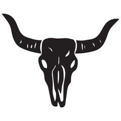 Bull Skull Vector Icon. Silhouette Bull Skull Vector 