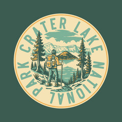 Vintage vector crater lake National Park badge merchandise design © Pucukan