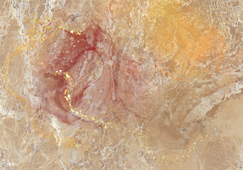 Elegant texture smooth stone marble  of ombre alcohol ink and fluid art golden sparkle background