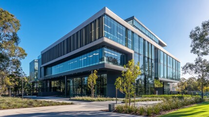 Obraz premium Corporate office with cutting-edge technology and natural light