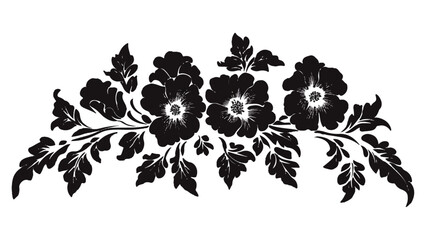 Graphic with a black, white plant flower ornament on an isolated background. Beautiful graphic with a black elegant plant ornament on an isolated background. 