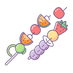 Line Art Fruit Skewer Icon