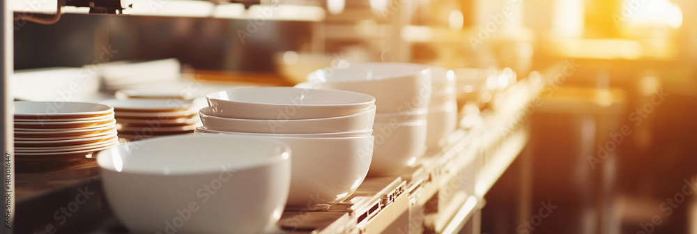 Poster Tableware Production Process in a Modern Factory Generative AI