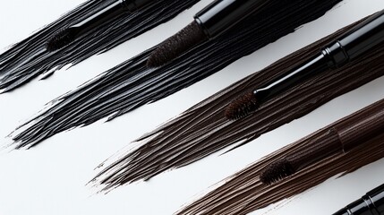 Cosmetic makeup brushes with product swatches