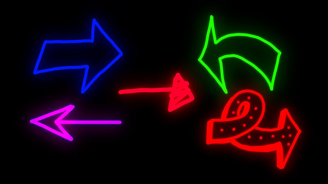 Neon Arrow Doodle Elements 