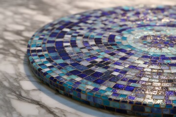 Obraz premium Circular mosaic glass tiles on marble surface design 