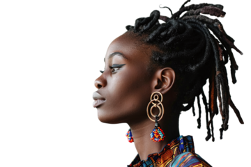 Portrait of a Young Black Woman with Dreadlocks and Large Earrings Varient 1