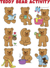 set teddy bear some cute poses