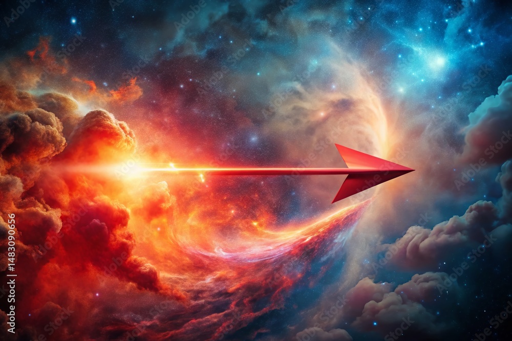Poster abstract red arrow double exposure stock photo - dynamic 3d design