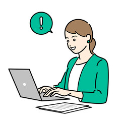 パソコン作業中に思いついた、ビジネススーツ着用の女性のシンプルな上半身ベクターイラスト