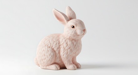 Obraz premium Softly lit pink ceramic rabbit figurine sits peacefully. AI Generated