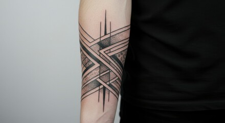Intricate geometric armband tattoo