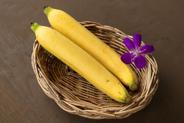 Close up of yellow banana. Fruit background.