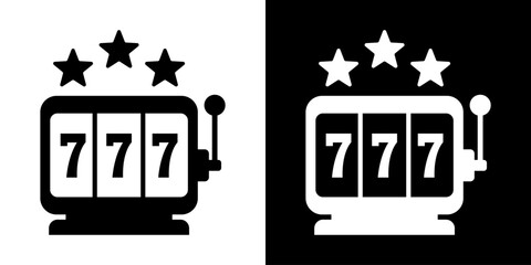 Slot machine. Jackpot poker 777 slot machine icons. Gambling fortune vector concept. Illustration of game machine, gaming casino, one arm bandit vector - jackpot slot. Lucky icons set.