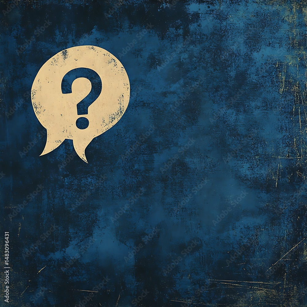 Aufkleber distressed texture background with a question mark speech bubble, ideal for inquiry concepts and tho