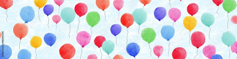 Aufkleber a colorful pattern of balloons is displayed on a blue background. the balloons are of various sizes 