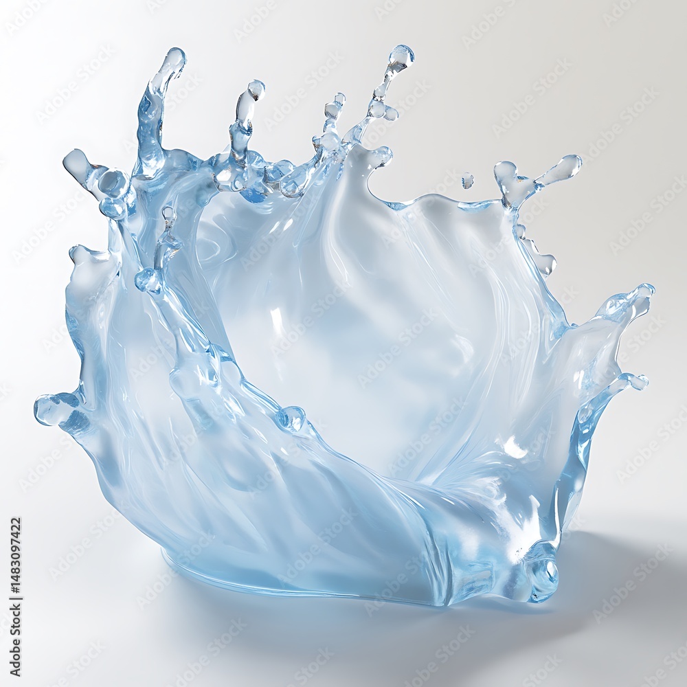 Poster dynamic fluid motion: a stunning visual of water splashing and forming a mesmerizing shape in motion