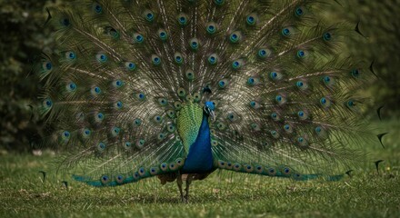 Obraz premium Peacock displaying vibrant plumage (1)